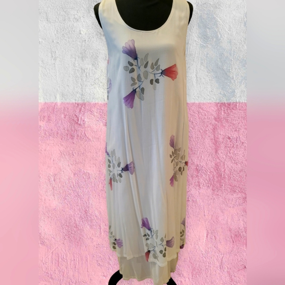 Vintage Yazdi Large White Maxi Floral Dress